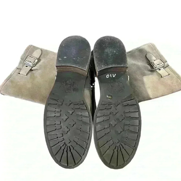 VINCE CAMUTO Windy Mid Calf Suede Moto Boot Taupe Brown Size 7.5 - Picture 4 of 7